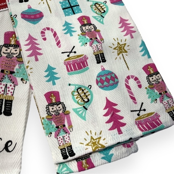 Christmas Nutcracker Kitchen Towels Pot Holder Bundle Lot of 3 Pink Turquoise - Picture 3 of 6